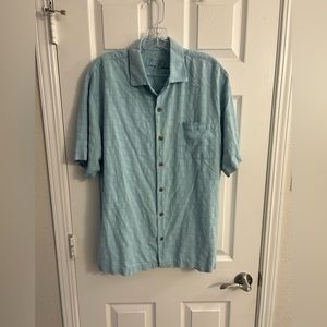 MENS Tommy Bahama 100% Silk Short Sleeved Button Down - Blue